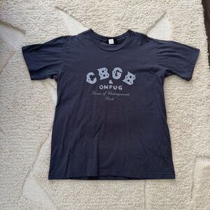 Vtg Y2K CBGB Home of Underground Rock Shirt L Charcoal Grey Punk Made in USA